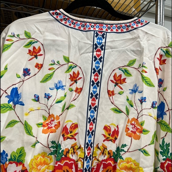 Bohemian Cream Floral Print Kimono Sleeve Crop Top - Picture 7 of 10